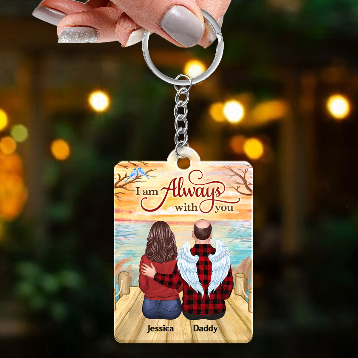 Lake View Always With You Family Members Memorial Remembrance Gift Personalized Acrylic Keychain
