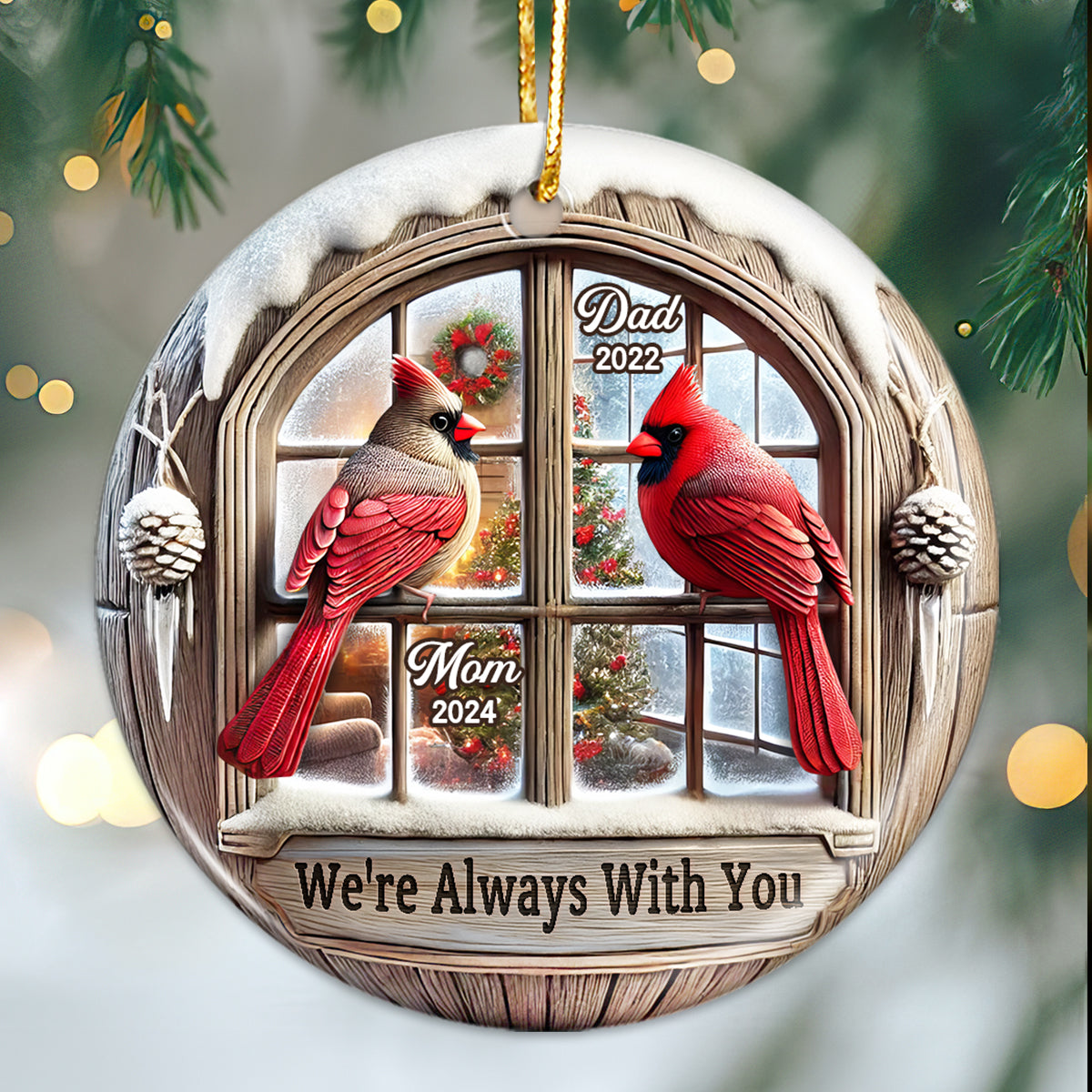 Memorial Cardinal Outside Window Remembrance Keepsake Sympathy Gift Personalized Ceramic Ornament