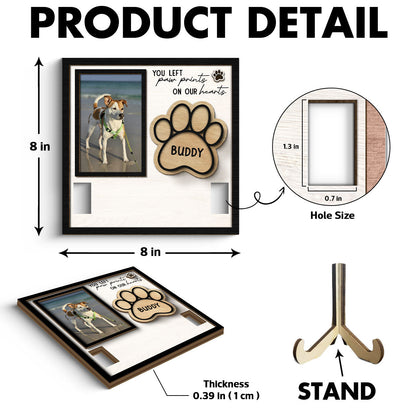 You Left Paw Prints On Our Hearts Photo Inserted Memorial Remembrance Gift Pet Collar Keepsake Personalized Wooden Pet Collar Holder