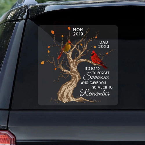 Hard To Forget Someone Cardinal Family Memorial Remembrance Personalized Decal