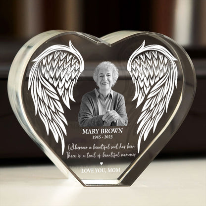 Personalized Picture Frame Memorial Gift Premium Heart LED, Heartfelt Table Decoration for Loss of Loved One