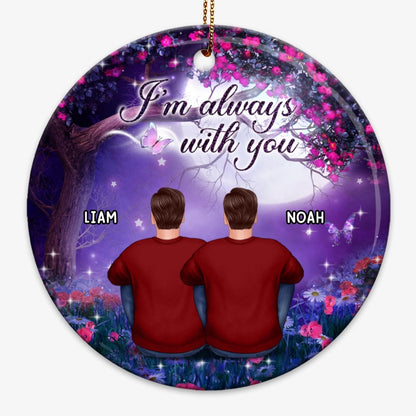 Family Memorial Purple Flower Tree Personalized Circle Ornament