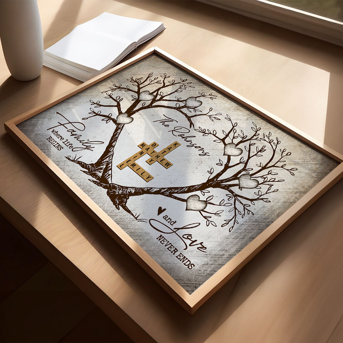 Family Heart Tree Crossword Puzzle, Captured In A Moment, Cherished For A Lifetime Personalized Poster