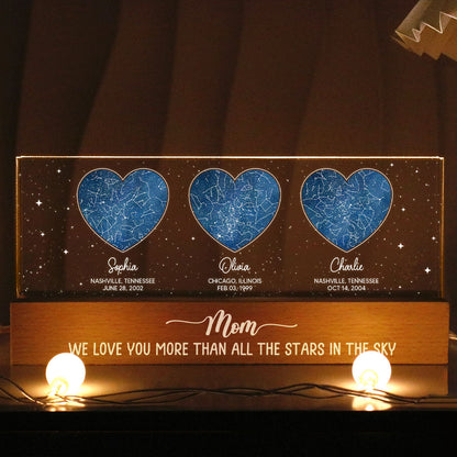 Under This Sky You Became Our Mom Custom Star Map Personalized Acrylic LED Night Light, Heartfelt Mother's Day Gift Birthday Gift Just Because Gift For Mom