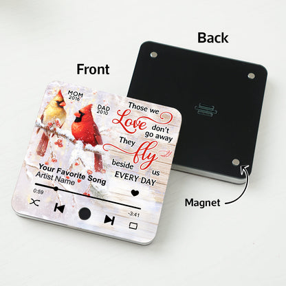 Cardinals Blossom Tree Dad Mom Memorial Personalized Music Fridge Magnet