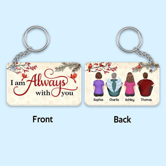 Cardinals On Branch Family Memorial Remembrance Keepsake Personalized Acrylic Keychain