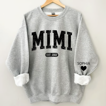 Custom Mimi Nana Grandma Est with Granddaughter and Grandson Names Sweatshirt