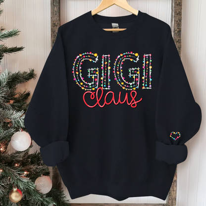 Mimi claus Christmas lights And Grandkids Christmas Merry Sweatshirt