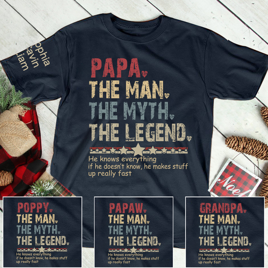 Personalized Dad Papa Grandpa Shirt, Custom Papa Legend Influence T-Shirt, Custom Birthday Fathers Day Gift