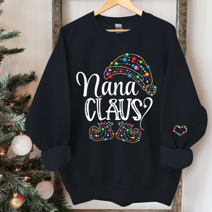 Nana Claus Light Christmas And Grandkids Sweatshirt