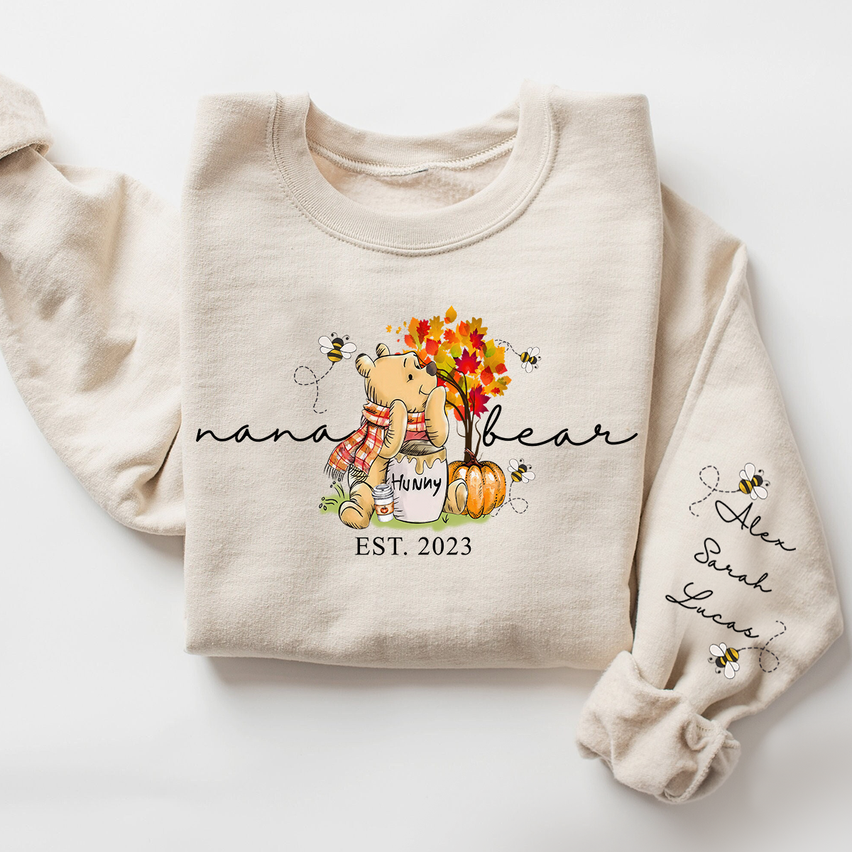 Custom Grandma Bear Autumn With Grandkids Sweatshirt