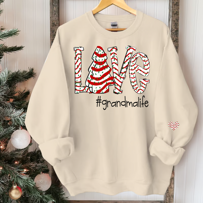 Personalized Love grandmalife Cake Christmas With Grandkids Sweatshirt