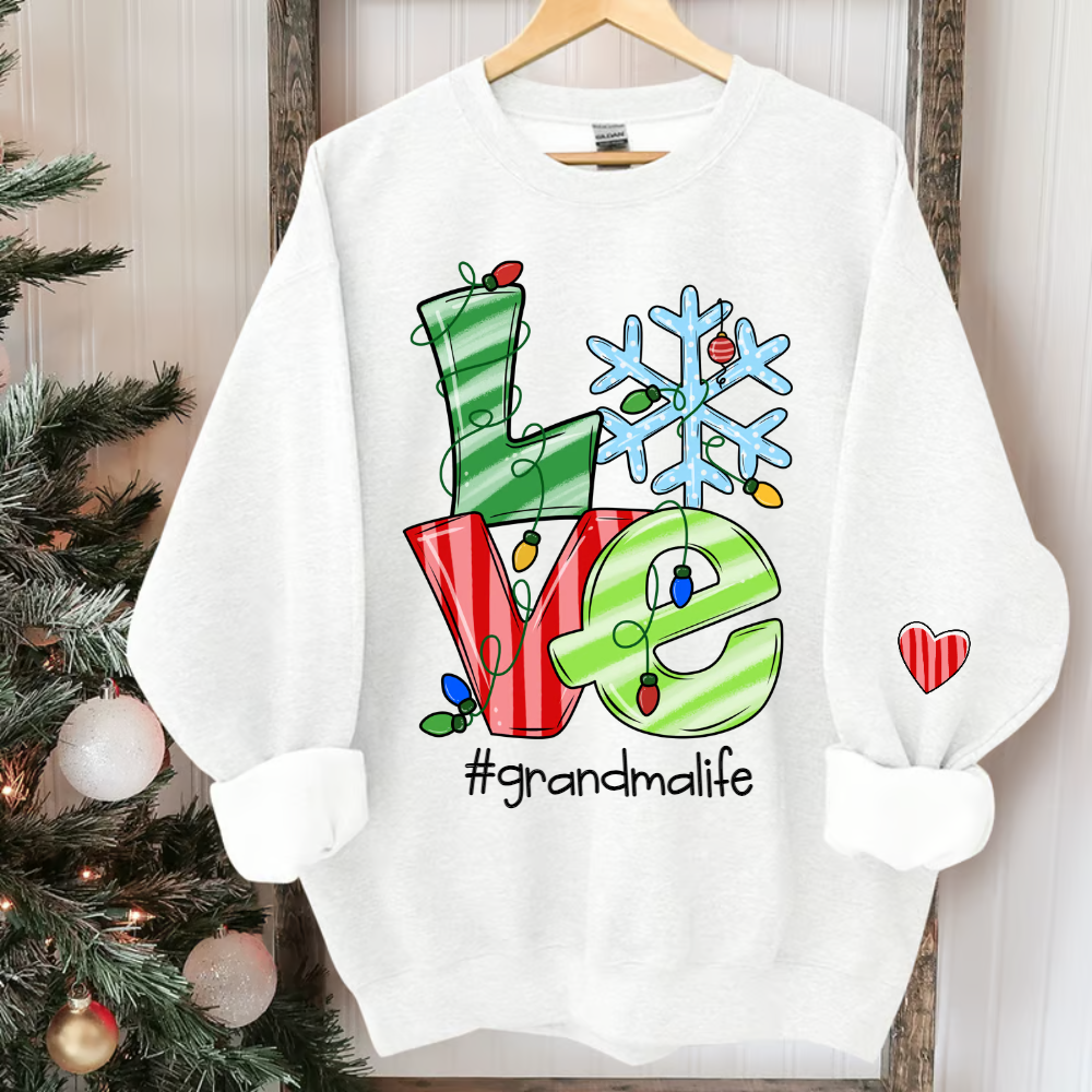 Christmas Love Grandma Life, Custom Grandma & Kids, Grandma Gift TH Sweatshirt