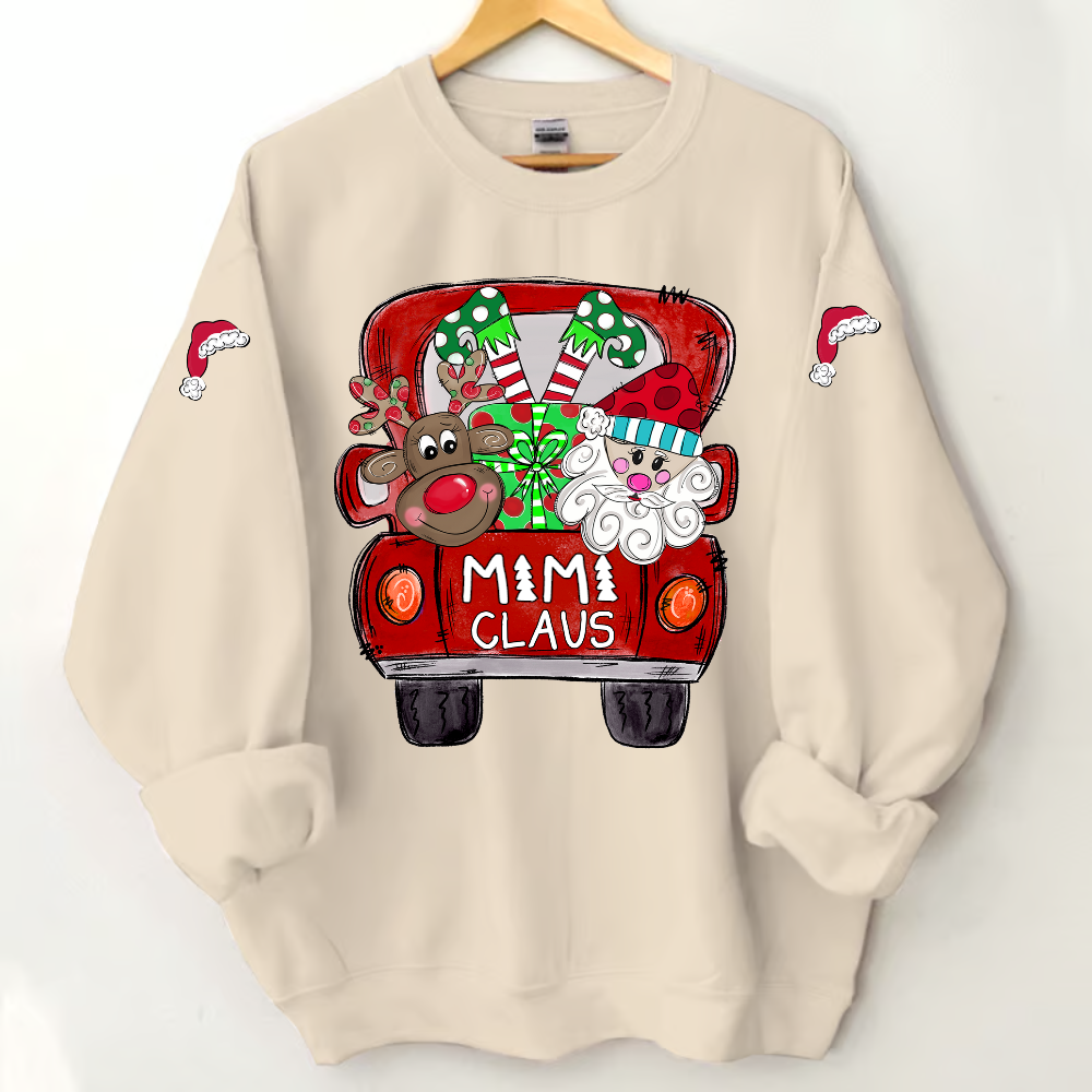 Personalized  Mimi, Grandma Claus Truck Christmas and Grandkids Sweatshirt