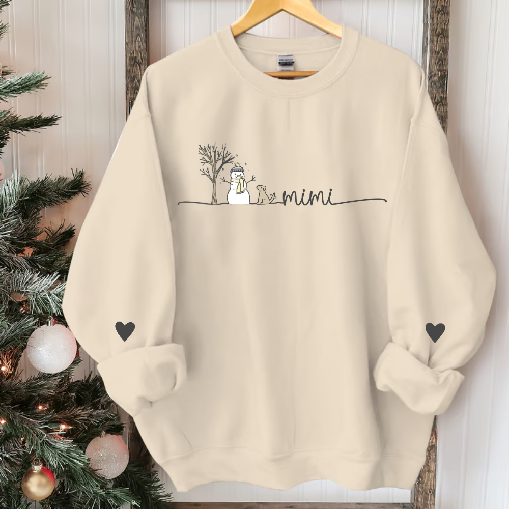 Personalized Mimi Christmas Snowman And Grandkids Sweatshirt