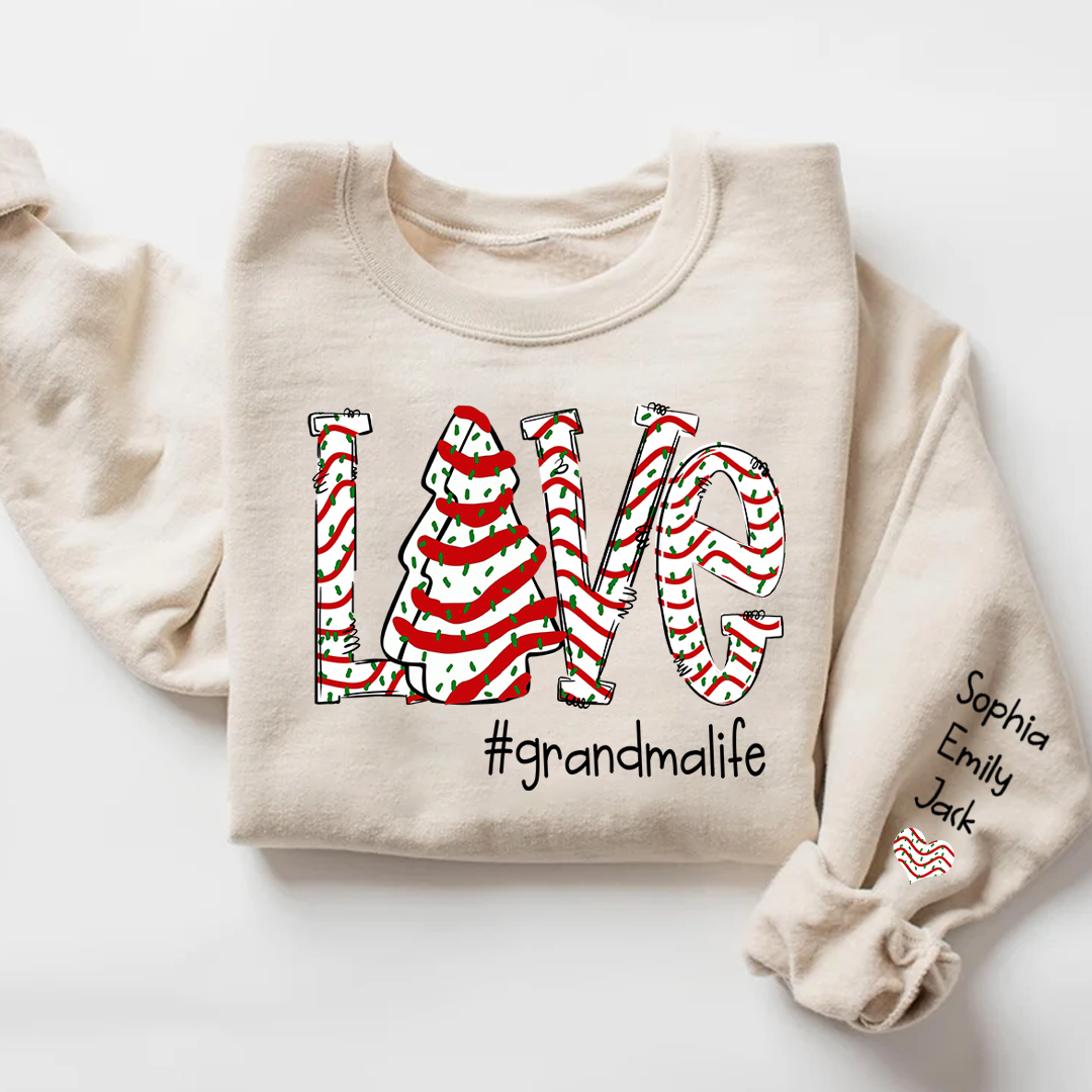 Personalized Love grandmalife Cake Christmas With Grandkids Sweatshirt