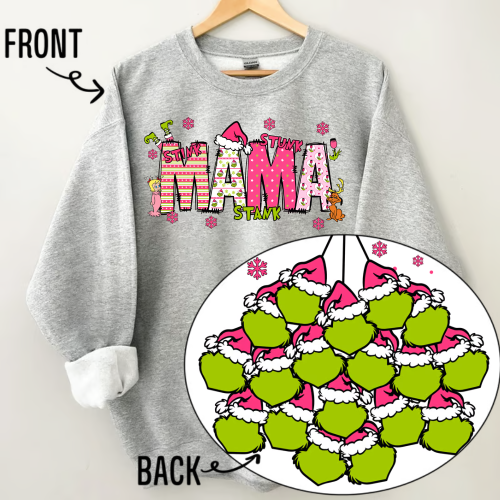 Custom Christmas Family Sweatshirt - Personalized Holiday Sweatshirt for Mama, Mom, Mimi, or Grandma with Kids' Name