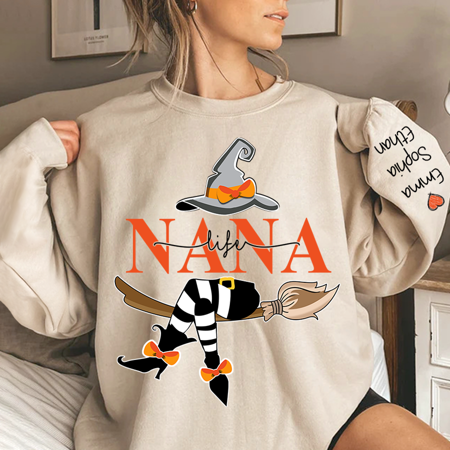 Grandma Life Witch, Custom Grandma & Kids Halloween Sweatshirt