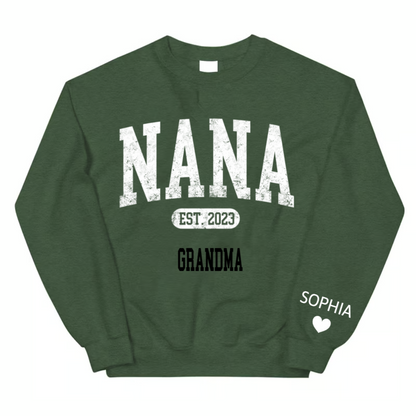 Custom Mimi Nana Grandma Est with Granddaughter and Grandson Names Sweatshirt