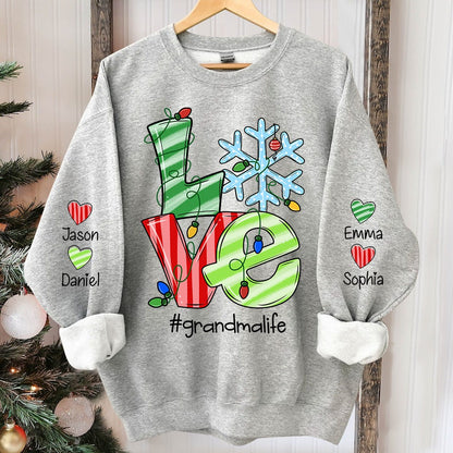 Christmas Love Grandma Life, Custom Grandma & Kids, Grandma Gift TH Sweatshirt