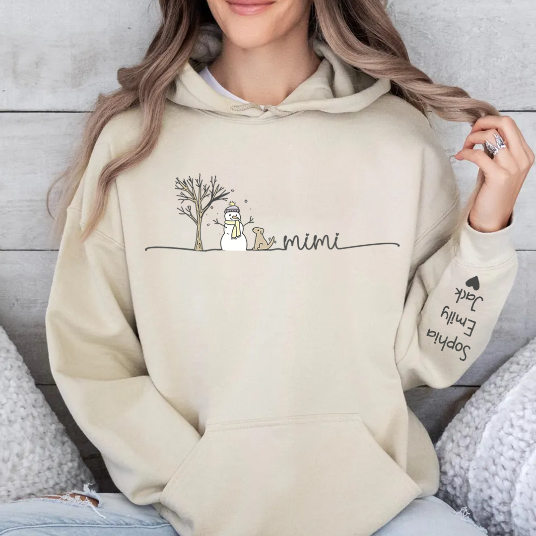 Mimi Christmas Snowman And Grandkids Hoodie Hoodie FULL