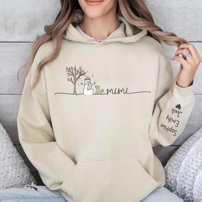 Mimi Christmas Snowman And Grandkids Hoodie Hoodie FULL