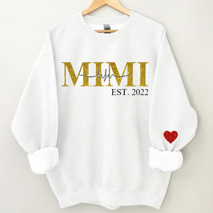 Glitter Mimi Life Est Sweatshirt, Custom Name And Grandkids Sweatshirt