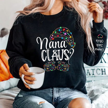 Nana Claus Light Christmas And Grandkids Sweatshirt