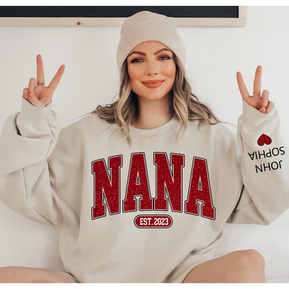 Custom Name Mimi Nana Grandma And Kids Red Glitter CTH01 Sweatshirt