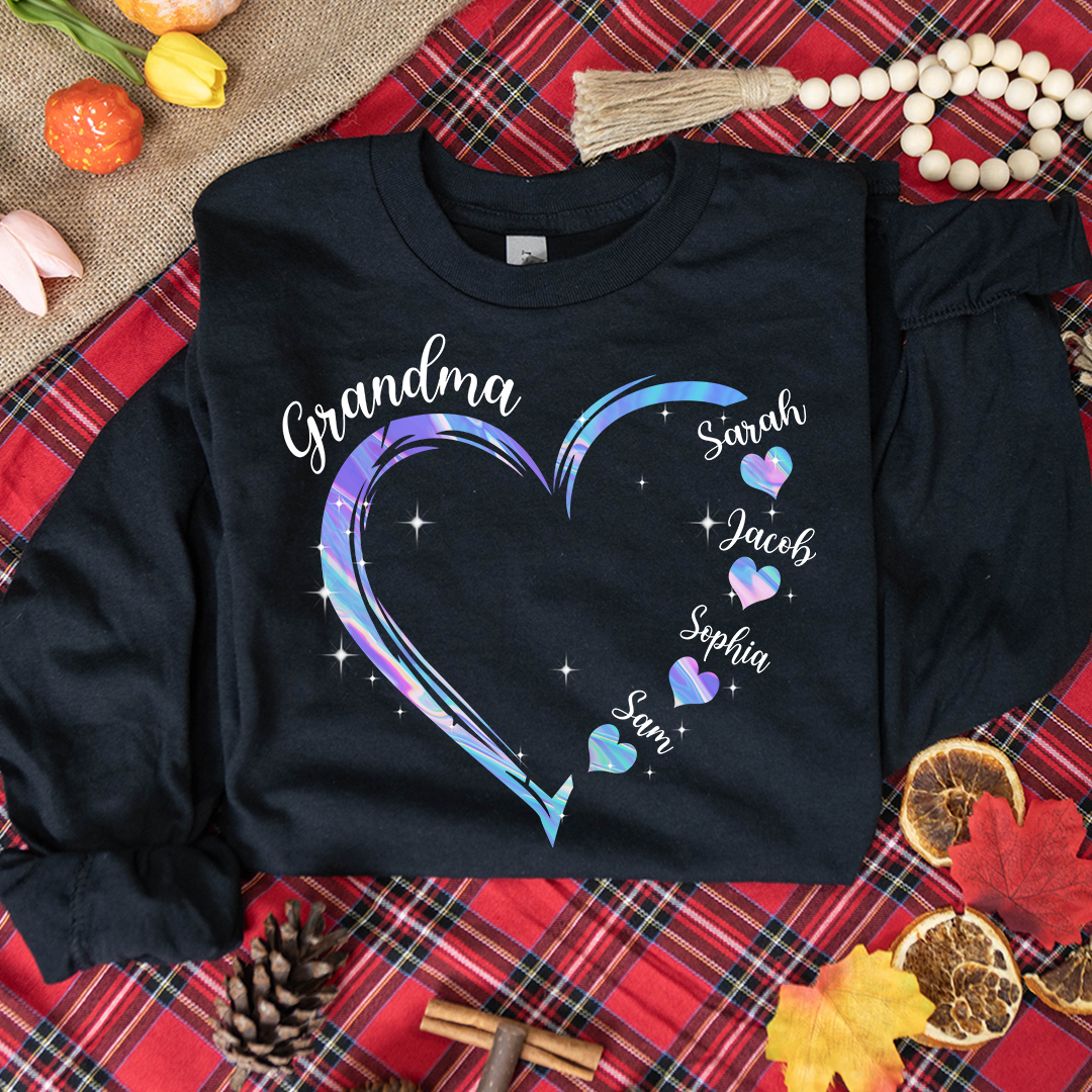 Grandma and Grandkids Hearts Color, Gift For Grandma