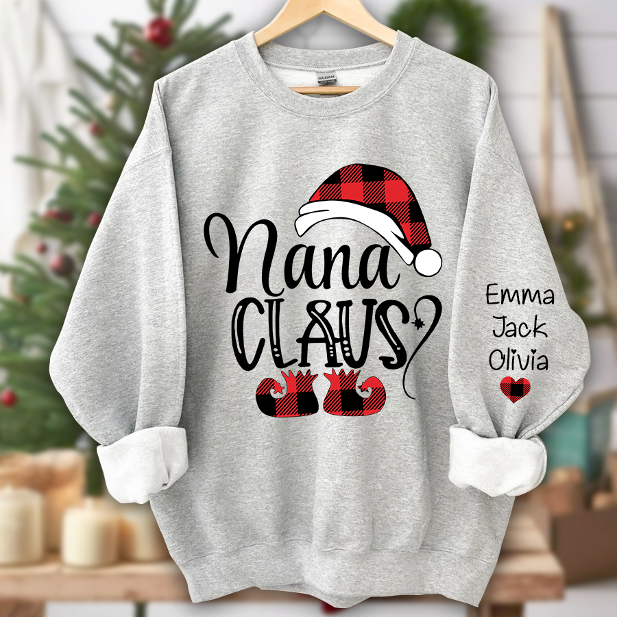 Nana Claus Christmas And Grandkids Sweatshirt