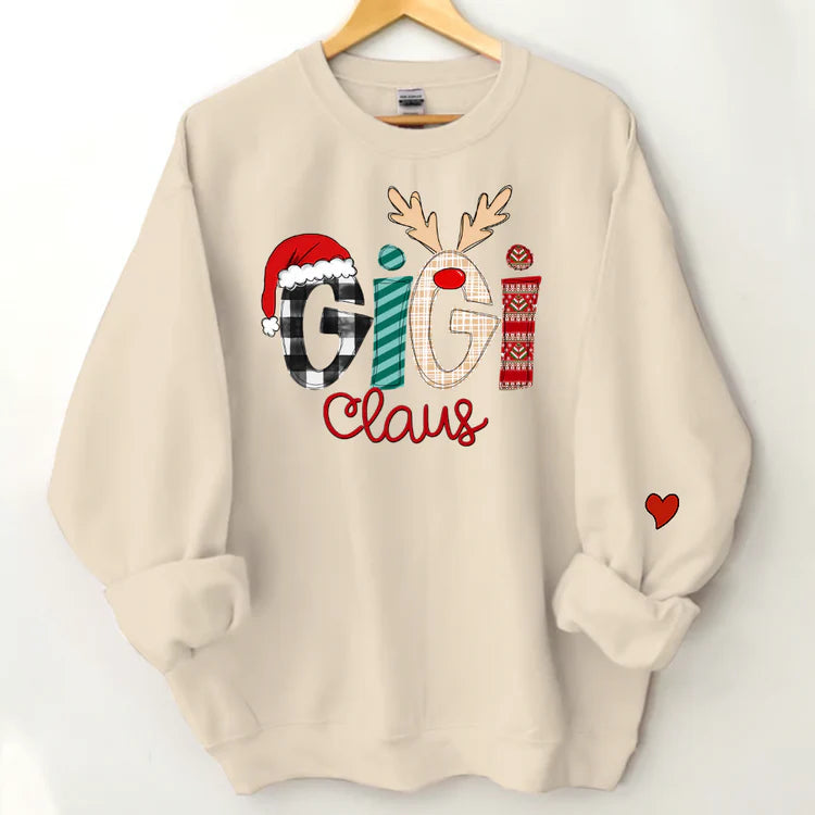 Gigi Claus Sweatshirt, 2024 Christmas Nana Sweatshirt, Custom Grandma Claus Christmas