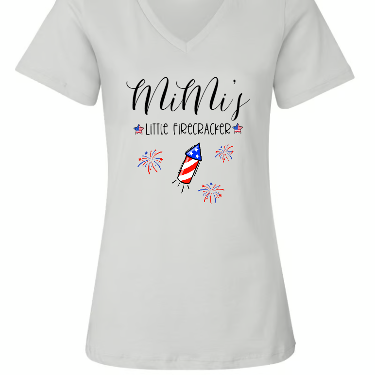 Mimi's Little Firecrackers 4th Of July, Custom Grandma With Kids TH Shirt