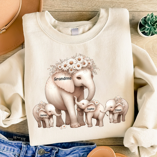 Custom Grandma Elephant And Grandkids Sweatshirt