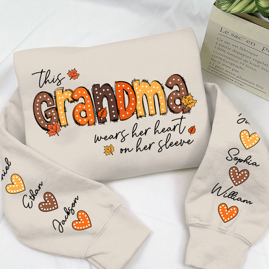 This Grandma Wears Her Heart On Her Sleeve Autumn Sweatshirt