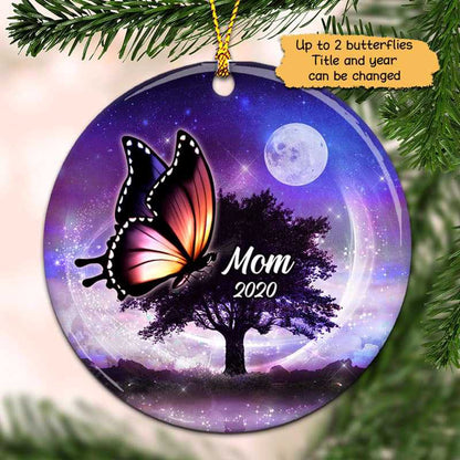 Beautiful Night Sky Butterflies Memorial Personalized Circle Ornament