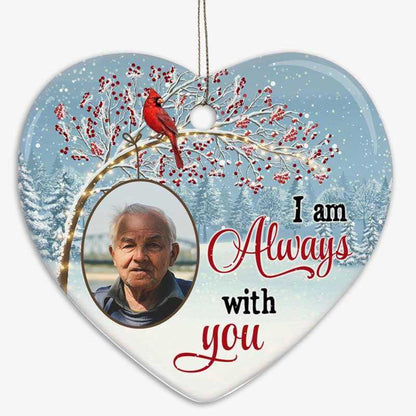 Berry Tree Cardinal Photo Memorial Personalized Heart Ornament