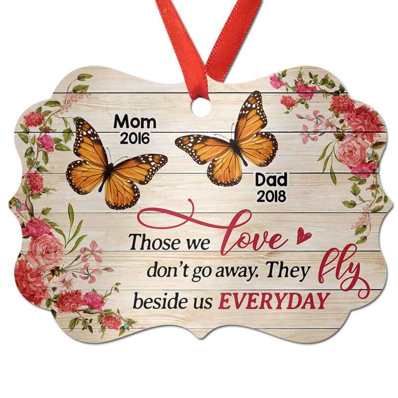 Butterflies Memorial Family Personalized Christmas Ornament