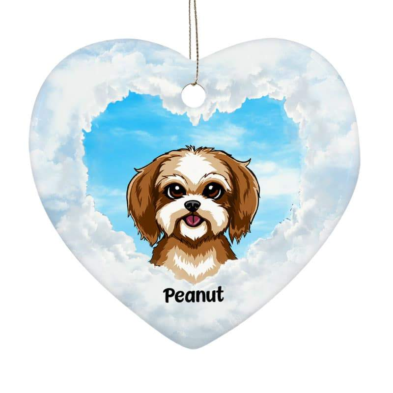 Dog Cat Memorial Personalized Christmas Decorative Heart Ornament