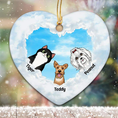 Dog Cat Memorial Personalized Christmas Decorative Heart Ornament