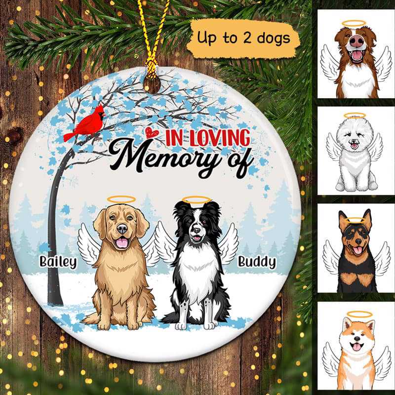 Dog Memorial Cardinal Personalized Circle Ornament