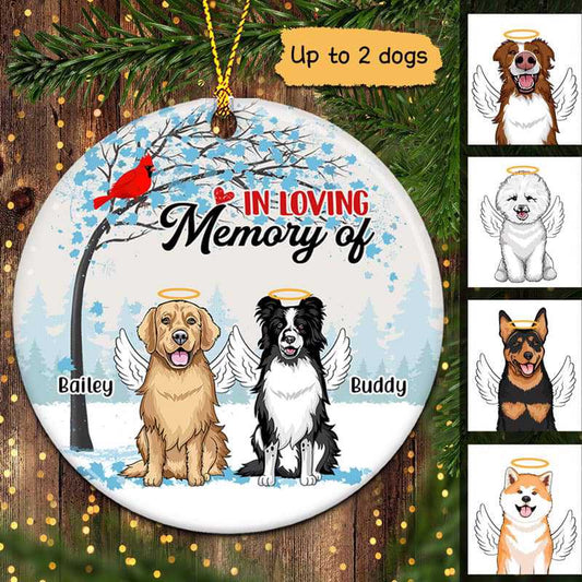Dog Memorial Cardinal Personalized Circle Ornament