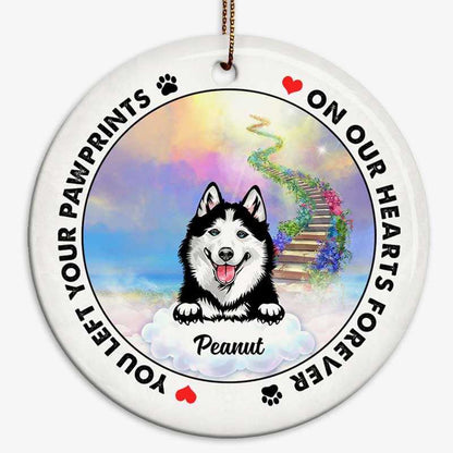 Dog Memorial Heaven Personalized Circle Ornament