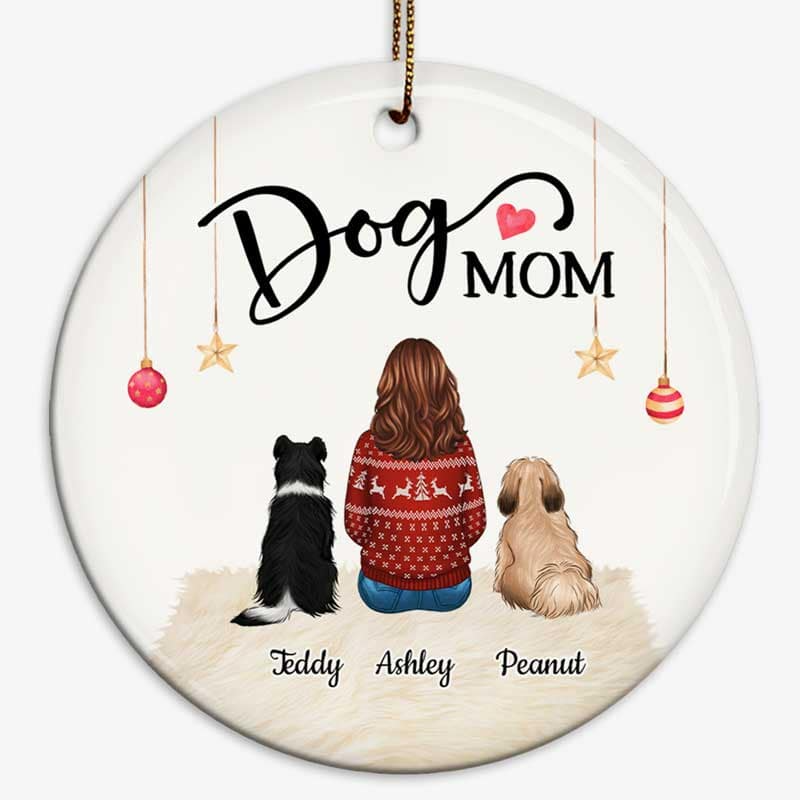 Dog Mom Sitting Personalized Circle Ornament