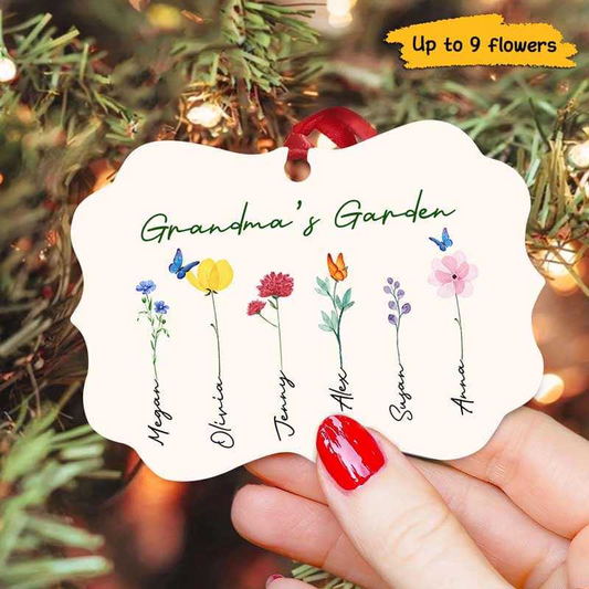 Family Watercolor Flowers Personalized Christmas Ornament