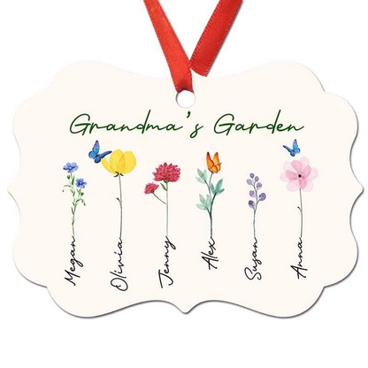 Family Watercolor Flowers Personalized Christmas Ornament