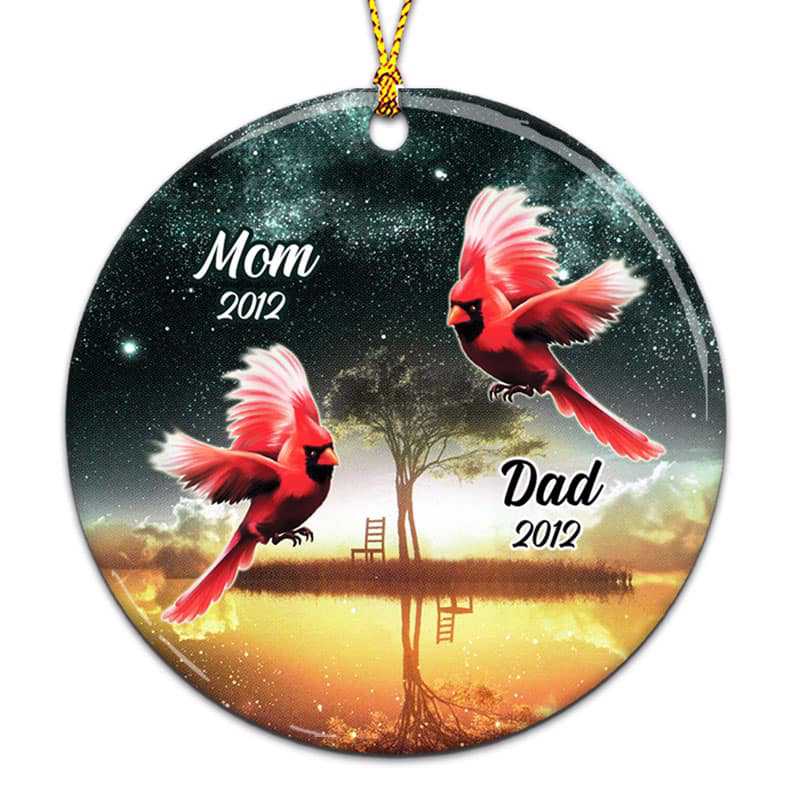 Galaxy Tree Cardinals Memorial Personalized Circle Ornament