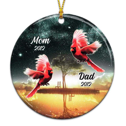 Galaxy Tree Cardinals Memorial Personalized Circle Ornament