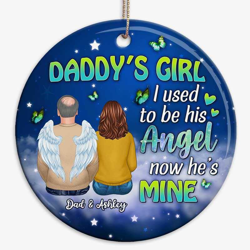 Grandpa Daddy Girl Memorial Personalized Circle Ornament