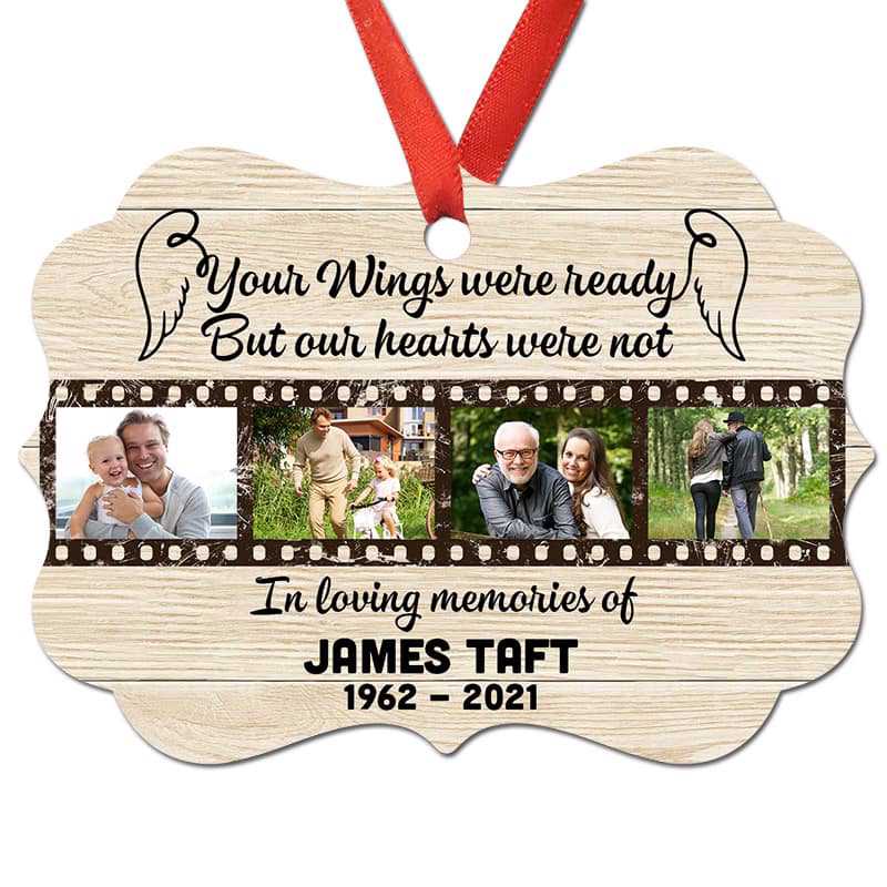 Our Hearts Not Ready Photo Memorial Personalized Christmas Ornament
